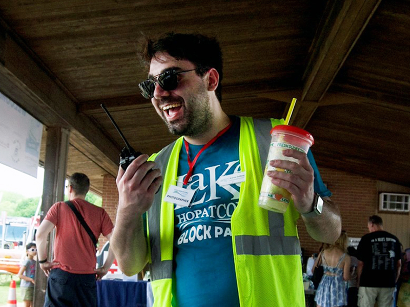 Andrew poses for a photo at block party 2025