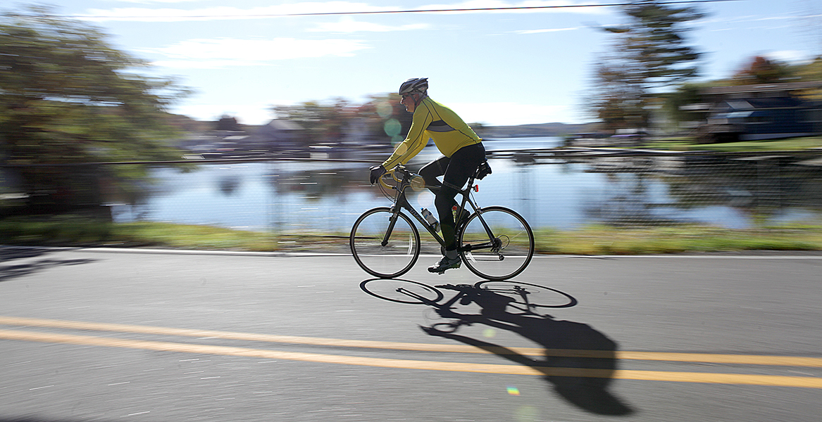 Bike rider in the Lake Hopatcong Foundation's annual Lake Loop