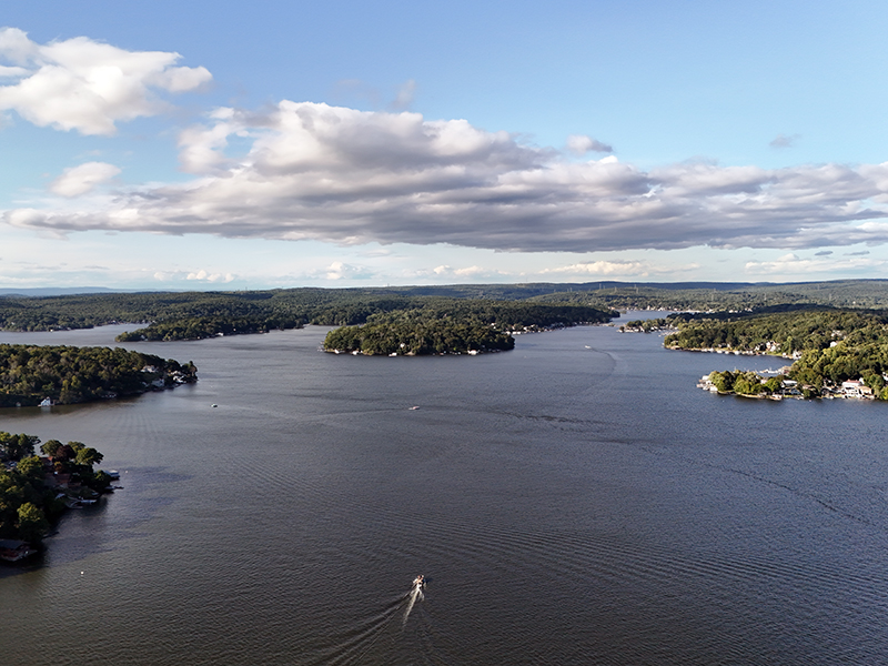 An aerial shot of Lake Hopatcong