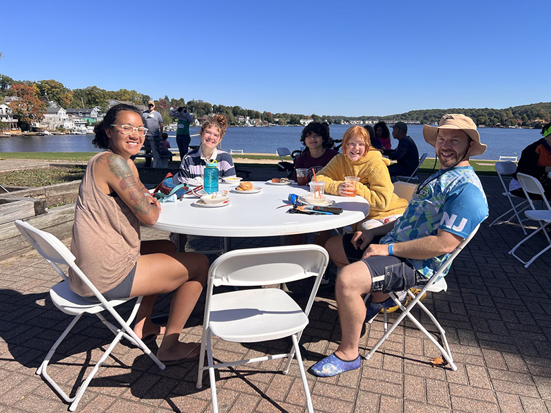 Lake Loop participants enjoy the finish line party